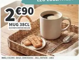 Conforama Mug coloris-beige dimensions offre