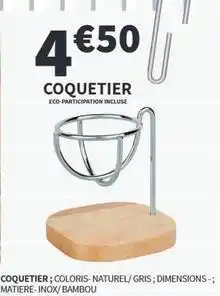 Conforama Coquetier: naturel/ gris, dimensions- matiere- inox/bambou offre