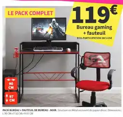 Conforama GAME ARENA Bureau gaming + fauteuil offre