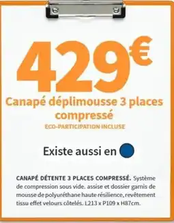 Conforama Canapé déplimousse 3 places compressé offre