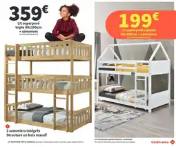 Conforama Conforama Lit superposé triple 90x190cm + sommiers offre