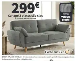 Conforama Canapé 3 places clic-clac offre