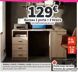 Conforama BUREAU 1 PORTE/ 3 TIROIRS/ 1 NICHE offre