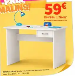 Conforama BUREAU 1 TIROIR offre