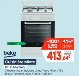 Pro&Cie beko Cuisinière Mixte offre