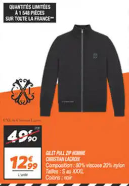 Netto Christian lacroix gilet pull zip homme offre