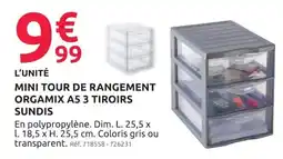 Mr Bricolage SUNDIS MINI TOUR DE RANGEMENT ORGAMIX A5 3 TIROIRS offre