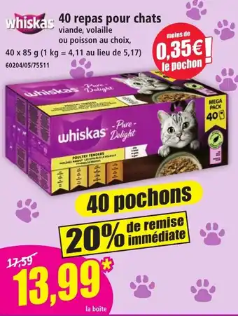 Whiskas 40 repas pour chats