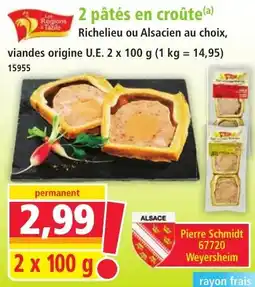 Norma Les Régions de Table 2 pâtés en croûte offre
