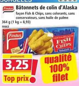 Norma Findus Bâtonnets de colin d'Alaska offre