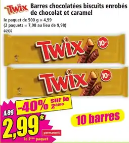 Norma Twix Barres chocolatées biscuits enrobés de chocolat et caramel offre