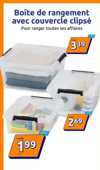 Boîte de rangement avec couvercle clipsé