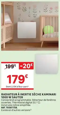 Leroy Merlin SAUTER Radiateur à inertie sèche Kaminari 1000 W offre