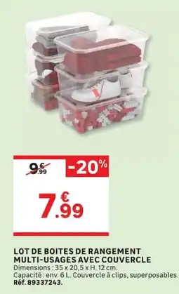 Leroy Merlin LOT DE BOITES DE RANGEMENT MULTI-USAGES AVEC COUVERCLE offre