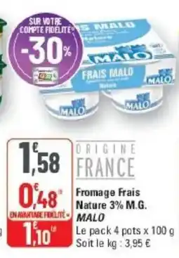 G20 MALO Fromage Frais Nature 3% M.G. offre