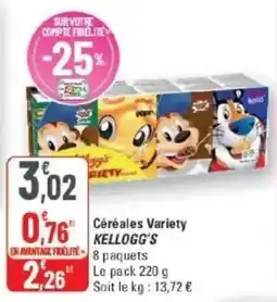 G20 Kellogg's Céréales Variety offre
