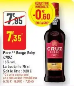 G20 CRUZ Porto Rouge Ruby offre