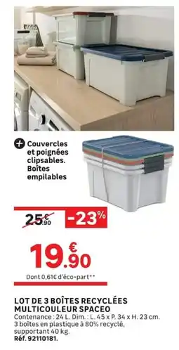 Leroy Merlin SPACEO Boîtes recyclées offre