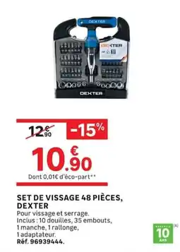 Leroy Merlin DEXTER SET DE VISSAGE 48 PIÈCES offre