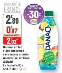 G20 DANAO Boisson au lait et jus concentré sans sucres ajoutés offre
