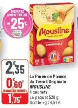 G20 Mousline La Purée de Pomme de Terre L'Originale offre