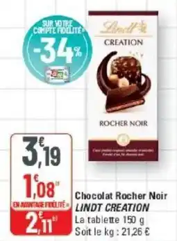G20 LINDT Chocolat Rocher Noir offre