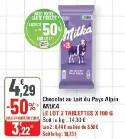 G20 Milka Chocolat au Lait du Pays Alpin offre