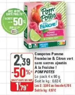 G20 Pom'Potes Compotes Pomme Framboise & Citron vert offre