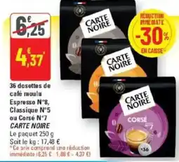G20 CARTE NOIRE café moulu offre