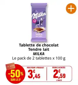 Coccinelle Supermarché Milka Tablette de chocolat Tendre lait offre
