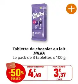 Coccinelle Supermarché MILKA Tablette de chocolat au lait offre