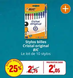 Coccinelle Supermarché BIC Stylos billes Cristal original offre