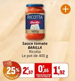 Coccinelle Supermarché Barilla Sauce tomate Ricotta offre