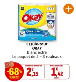 Coccinelle Supermarché Okay Essuie-tout Blanc extra offre