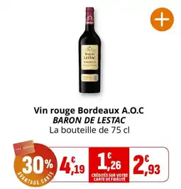 Coccinelle Supermarché BARON DE LESTAC Vin rouge Bordeaux A.O.C offre
