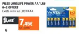 Autobacs VARTA PILES LONGLIFE POWER AA/ LR6 offre