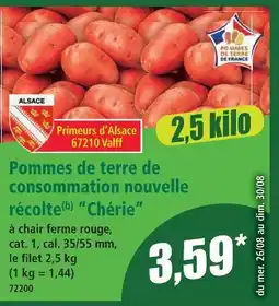 Norma Pommes de terre de consommation nouvelle récolte chérie offre