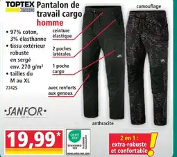 Norma Toptex pro pantalon de travail cargo homme anthracite offre