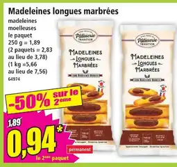 Norma Pâtisserie tradition madeleines longues marbrées offre