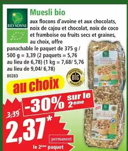 Norma Bio sonne muesli bio offre