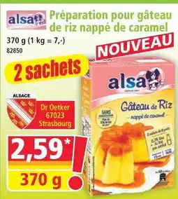 Norma Alsa préparation pour gâteau de riz nappé de caramel offre