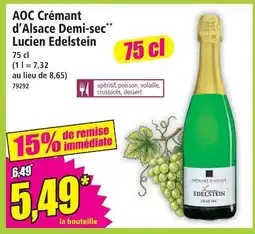 Norma Lucien edelstein aoc crémant d’alsace demi-sec offre