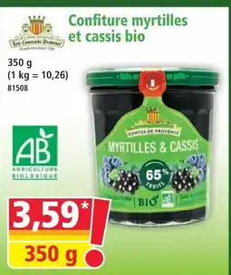Norma Comtes de provence confiture myrtilles et cassis bio offre