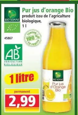 Norma Bio sonne pur jus d'orange bio offre