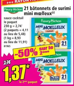 Norma Fleury michon 21 bâtonnets de surimi mini moelleux offre