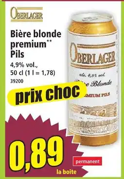 Norma Oberlager bière blonde premium pils offre