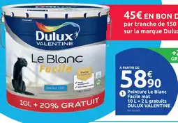 Mr Bricolage Dulux valentine peinture le blanc facile mat 10 l + 2 l gratuits offre