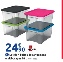 Mr Bricolage Sundis lot de boîtes de rangement multi-usages 24 l offre