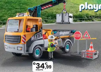 Playmobil 71750 - camion grue, ouvrier et accessoires