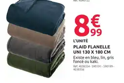 Mr Bricolage Plaid flanelle uni 130 x 180 cm offre